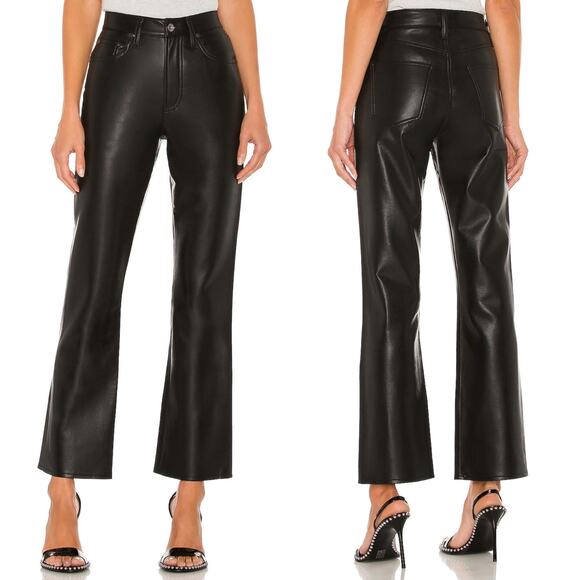 AGOLDE Relaxed Boot Recycled Leather Pants Women’s Size 31 Black NWT - Picture 1 of 5